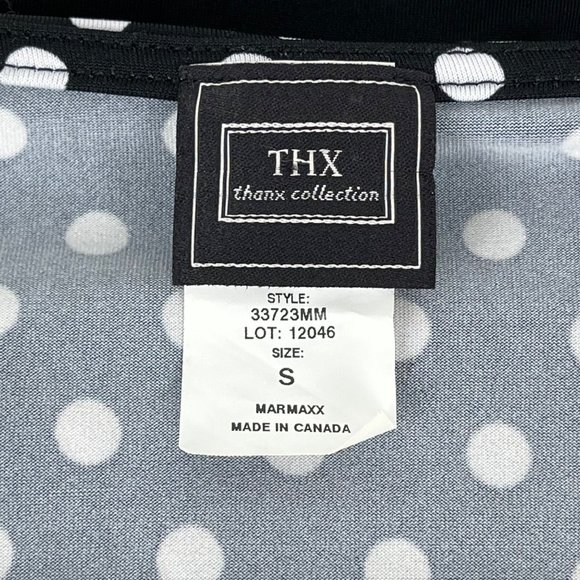 THX Cap-Sleeve Black Polka-Dot V-Neck Wrap Top Sz. S - Picture 4 of 5